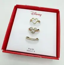 Disney  Gold Tone 3 Pieces Mickey Ring Set Size 6, 7, 8 NEW Mickey Ears