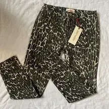 Driftwood Jackie Grey Cougar Animal Print Skinny Jeans Raw‎ Hem Hi-Rise Women 27