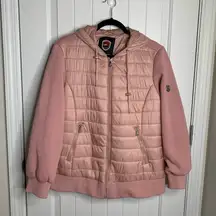 1 Madison insulated hybrid puffer hooded‎ full zip jacket size XL pink rose