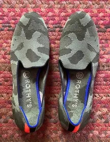 ROTHYS ARMY GREEN CAMO PRINT SLIP ON FLAT SHOES BUSINESS CASUAL