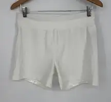 Puma Biker Shorts Womens Medium White Stretch Elastic Waist Workout Athletic‎