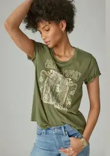 Janis Joplin Distressed Lucky Brand Olive Graphic Tee