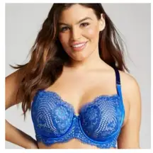 Cacique 40DD‎ Sexy Lace Boost Balconette Bra Blue