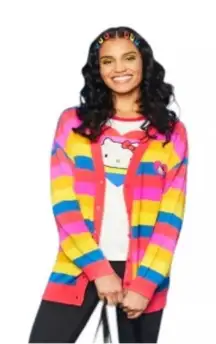 ModCloth x Hello Kitty “Sweet Like Candy” Rainbow Striped Cardigan Sweater Sz M