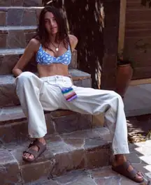 brand new  high rise ivory mom jeans 24”