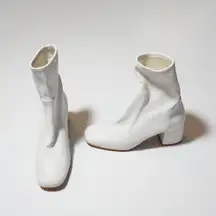 NEW Stuart Weitzman Sleek 60 Sock Genuine Leather Heel Ankle Booties Shoes White