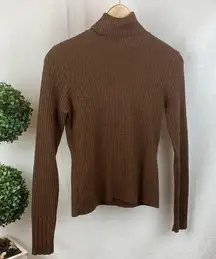 Piazza Sempione Brown Ribbed Knit Long sleeve Turtleneck Sweater S