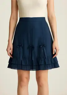 Anne Carson gorgeous black silk midi skirt Sz 10