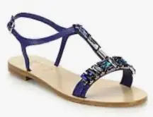 Salvatore Ferragamo Blue Gem-Embellished Sandals