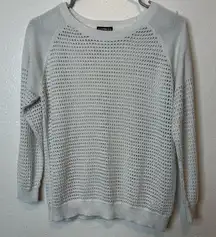Express Cream with Silver Metallic Sparkle Mesh Sweater Size Medium