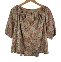 Roller Rabbit Womens Agnese‎ Floral Alianne Top Sz Small V-Neck Colorful Preppy