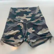 Offline Green and Brown Camouflage Scrunch Tie Shorts