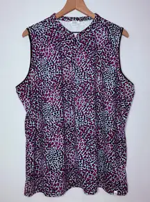 Stylish Sleeveless‎ Leopard Print Lady Hagen Top Light Blue , Purple and Black