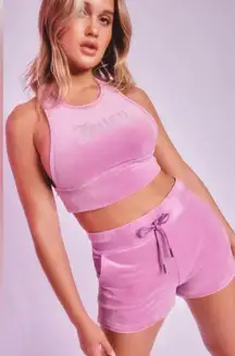Juicy Couture pink bling velour racerback crop top