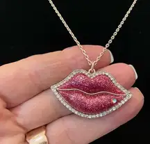 NWT Betsey Johnson “LIPS” pendant necklace pink one size.