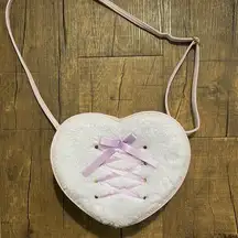 Coquette fuzzy Purple Heart bag