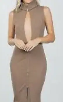 Mocha Maxi Long Slit Dress