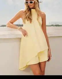 NWT Yellow Short Set   Asymmetrical Backless Medium