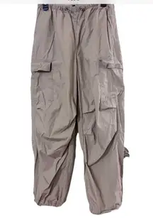 Wild Fable Women’s Cargo Pants Small Khaki Parachute Adjustable Waist Loose Fit