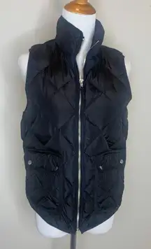 Woolrich Black Quilted Down Puffer Vest Zip Front Sz Small