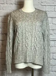 Banana Republic Cable Knit Sweater Small Gray Wool Blend Classic Style