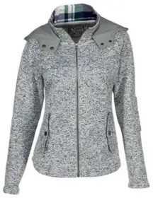 EDDIE BAUER ELBOW PATCHES HOODIE FLEECE SWEATER JACKET HEATHER GRAY SIZE MEDIUM