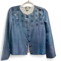 Karen Burton Silk Blue Button-Up Blouse