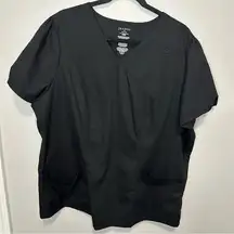 Women’s Jaanuu Size 1x Black Short Sleeve Scrub Top‎ With Pockets