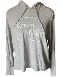 Calvin Klein‎ Performance Women's M Gray Logo Hoodie T-Shirt Lightweight Casual