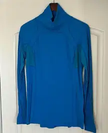 Lululemon Blue Run Speed Reflective Lace Turtleneck Shirt Womens Size 10