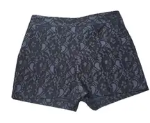 Express Black Blue Lace Floral Flat Front Shorts Pockets Size 10 Womens