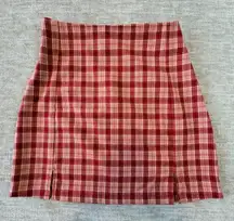 Brandy Melville Mini Skirt Plaid Red Orange Casual‎ Party Size XS-S Stretch