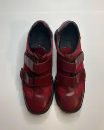 Gucci Red Leather Monogram Leather Canvas Velcro Size 7.5B