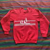 VTG 84’ San Diego  Crewneck Pullover Sweater! Red & White. Size 14/16. USA