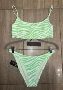 Swim - Neon Green Mica Zebra Bikini