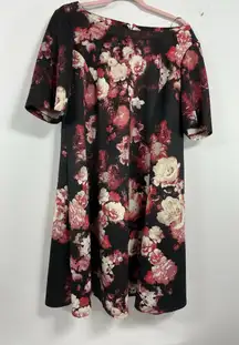 Womans Danny & Nicole Fit & Flare Midi Dress 16 W Floral Short Sleeve Back Zip