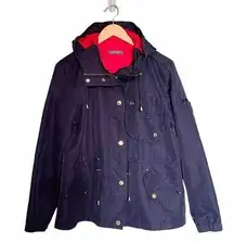 LRL Lauren Ralph Lauren Jacket Lined Hooded Ripstop Nautical Coat Size Medium