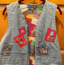 Vintage Handmade Denim Patchwork Vest Adorable!