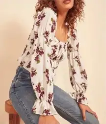 Reformation Amerana floral print crop top blouse size small