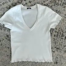 Brandy Melville White V Neck Tee