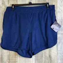 Ava & Viv Navy Blue Terry Cloth Size 1X Shorts with Front Pockets Stretc…