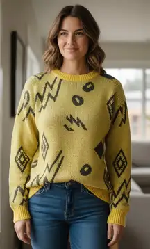 Vintage 80s/90s Yellow Lightning Bolt Graphic Sweater – Medium