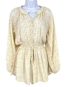 Line & Dot Mimi Floral Long Sleeve Romper Yellow White Size Small