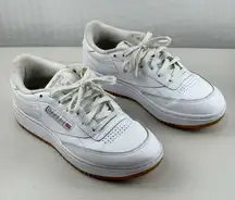 Reebok Club C Classic Chunky Sneakers White Leather Terry Lined Women 8 EUR 38.5