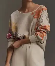 Anthropologie Floral Sweater NWT hazy daze pullover womens Beige (small) casual