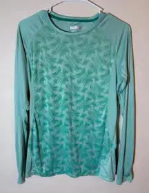 Marmot Womens Long Sleeve Top Activewear Athletic Teal Patterned‎ Large