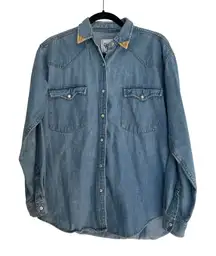 Hysteric Denim Western Shirt Womens Medium Pearl Snap Button Up‎ Y2K Rodeo