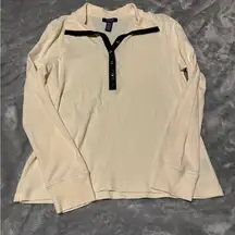 Chaps Cream Long Sleeve Tee Classic Knit