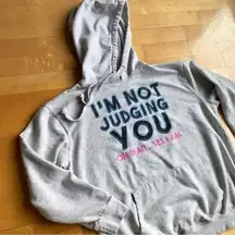 “I’m Not Judging You // Oh Wait…Yes I Am” Hoodie Sweatshirt, Gray, Size L