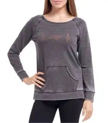 Zobha Heartbeat Metallic Coffee Graphic Gray Women's Sweatshirt Pouch Pocket L